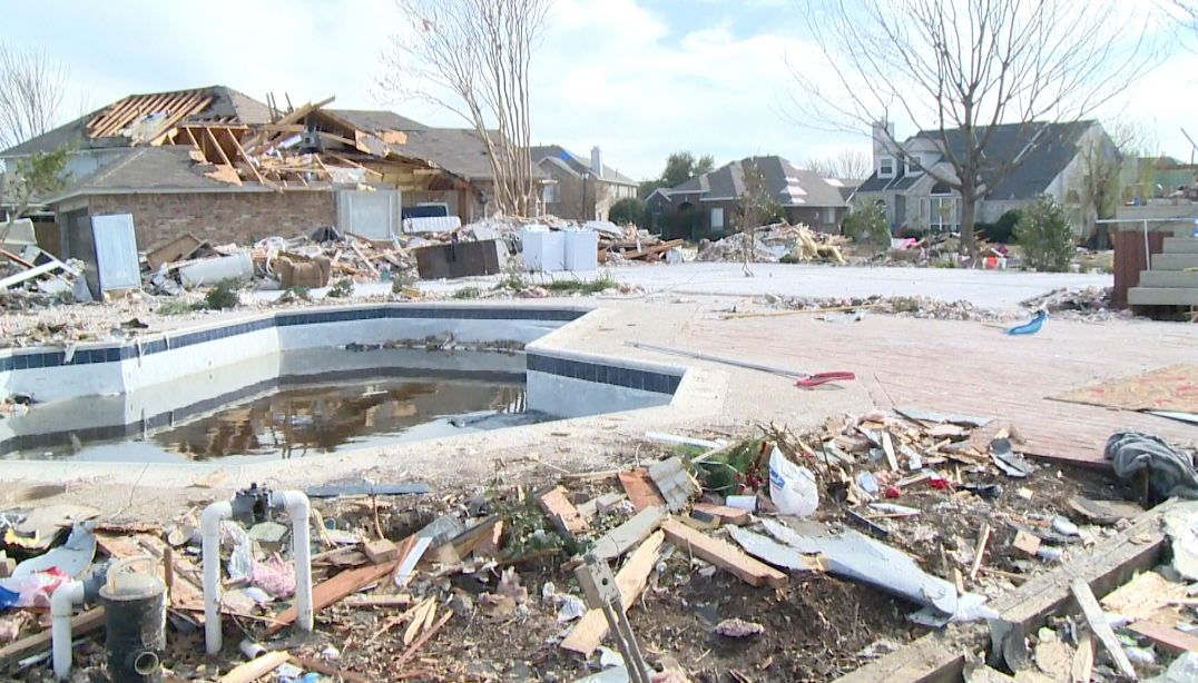 Tornado damage in Rowlett, TX